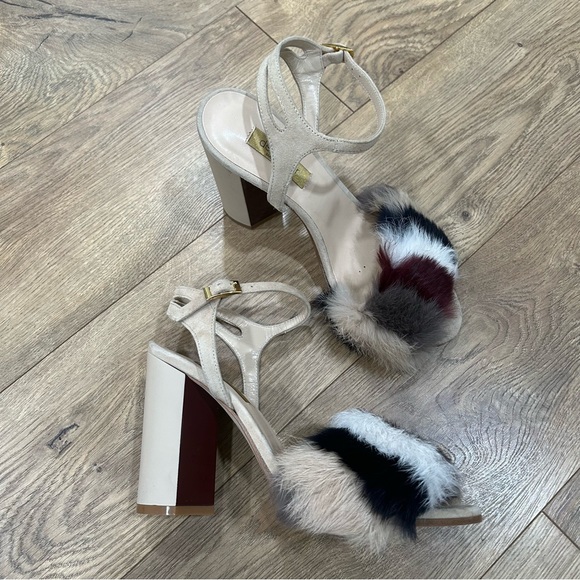 dee keller bone colored, fur strappy heel - Size 38 - Made in Italy - Picture 6 of 8